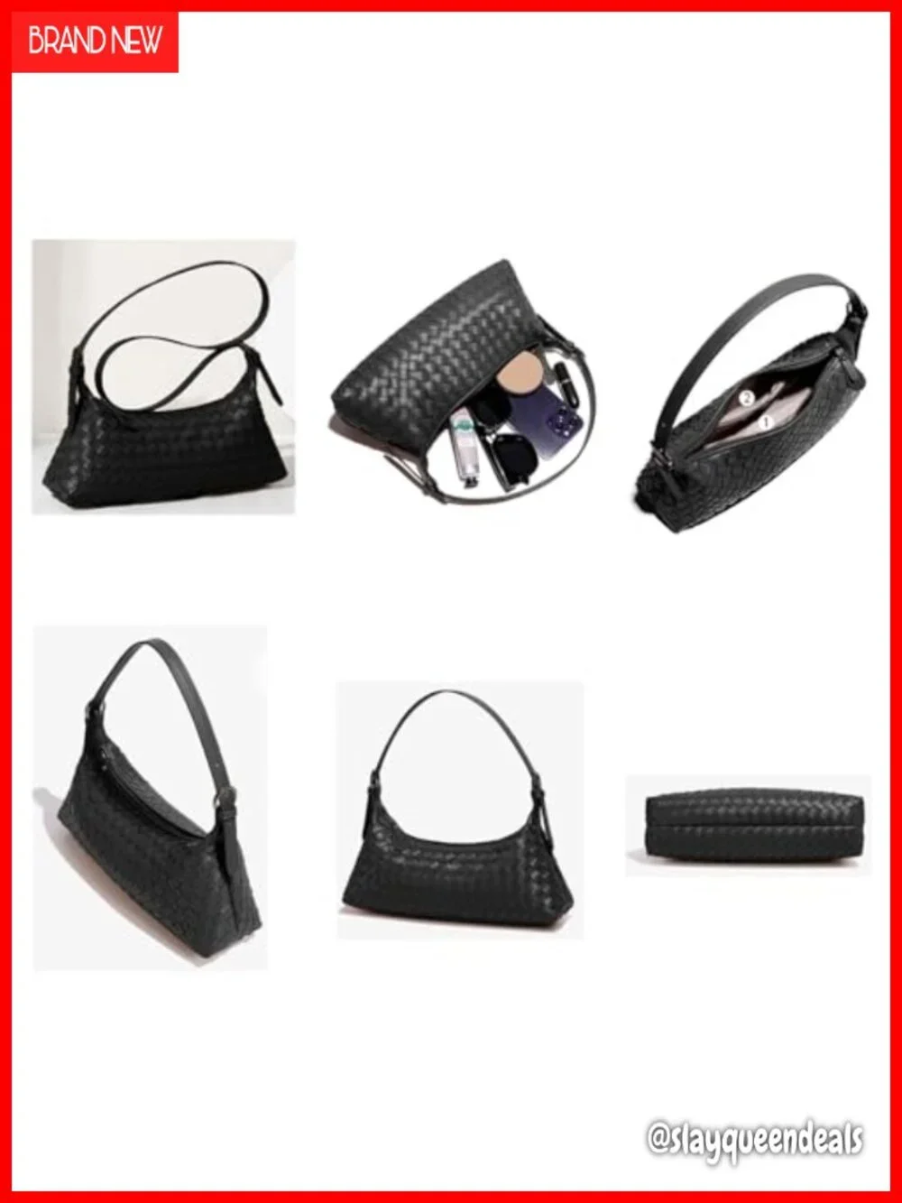Woven Faux Leather Hobo Bag Crossbody Shoulder Purse with Adjustable Strap
